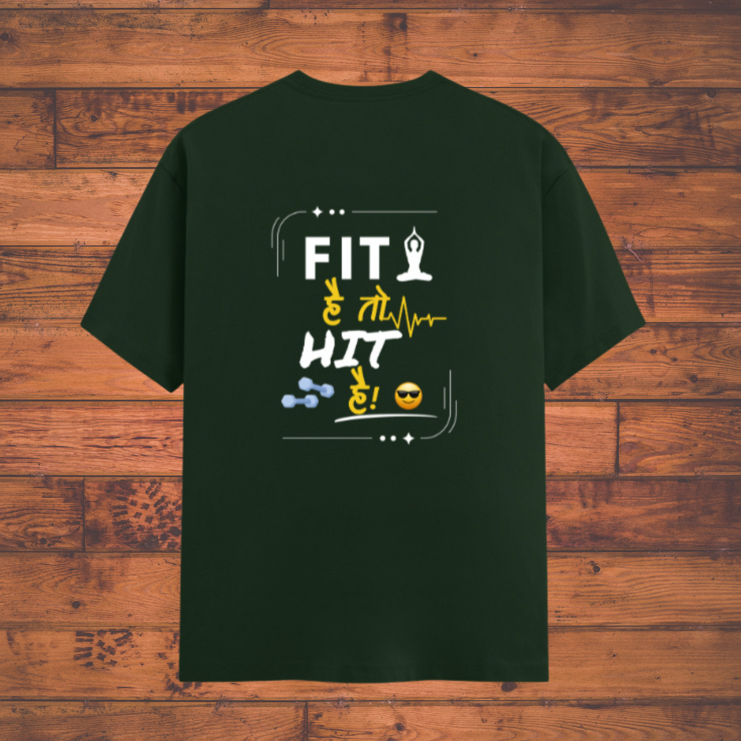 Fit & Zen Dual-Side Printed Black – Yoga & HIIT Motivation Crew T-Shirt