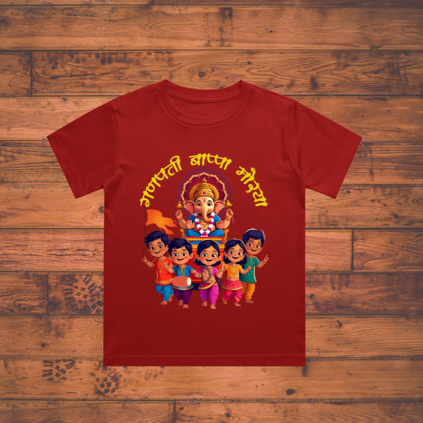 Ganesh Chaturthi T-shirt – Ganpati Bappa Morya Design Boy's Crew Neck T-Shirt