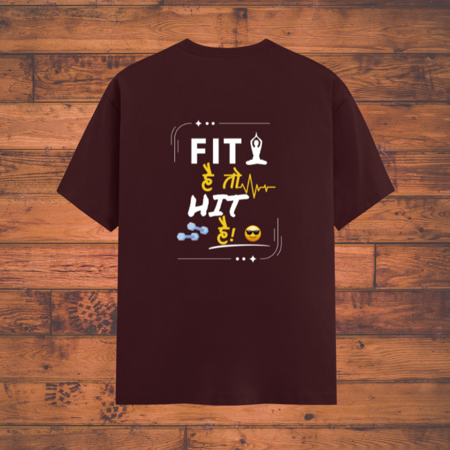 Fit & Zen Dual-Side Printed Black – Yoga & HIIT Motivation Crew T-Shirt
