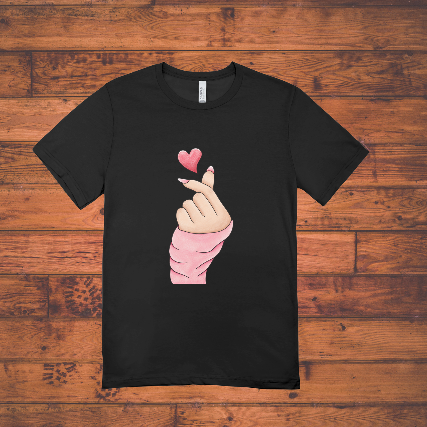 "K-Finger Heart Graphic Tee – Soft Style, Bold Heart"