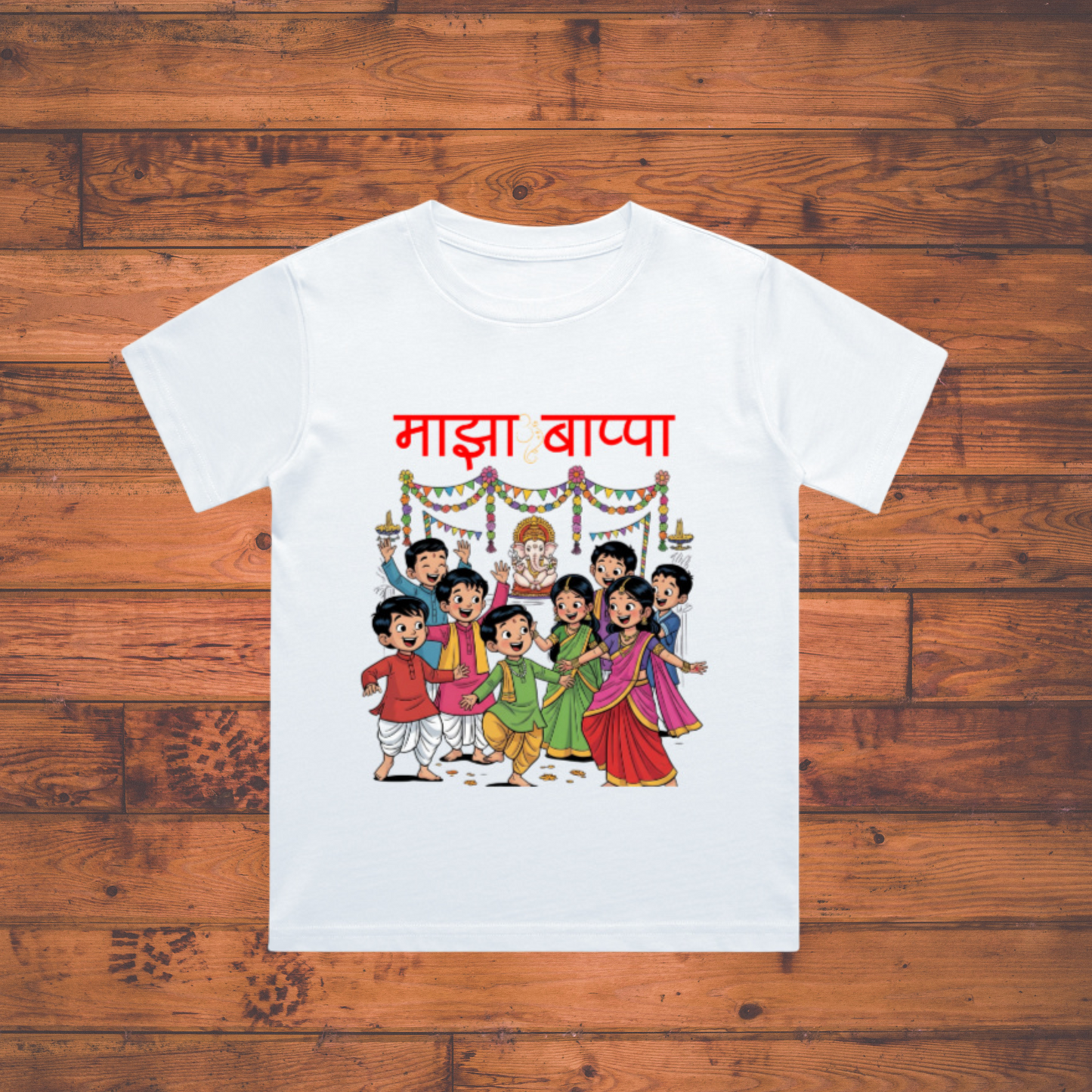 Maza Bappa Ganesh Chaturthi T-shirt Boy's Crew Neck T-Shirt