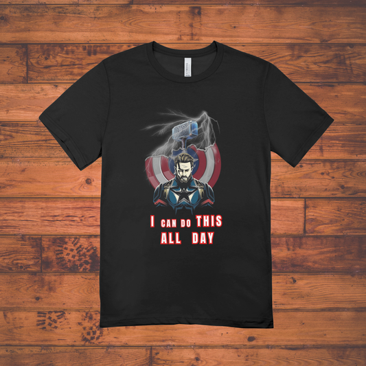 I Can Do This All Day" – Superhero-Inspired Crew T-Shirt