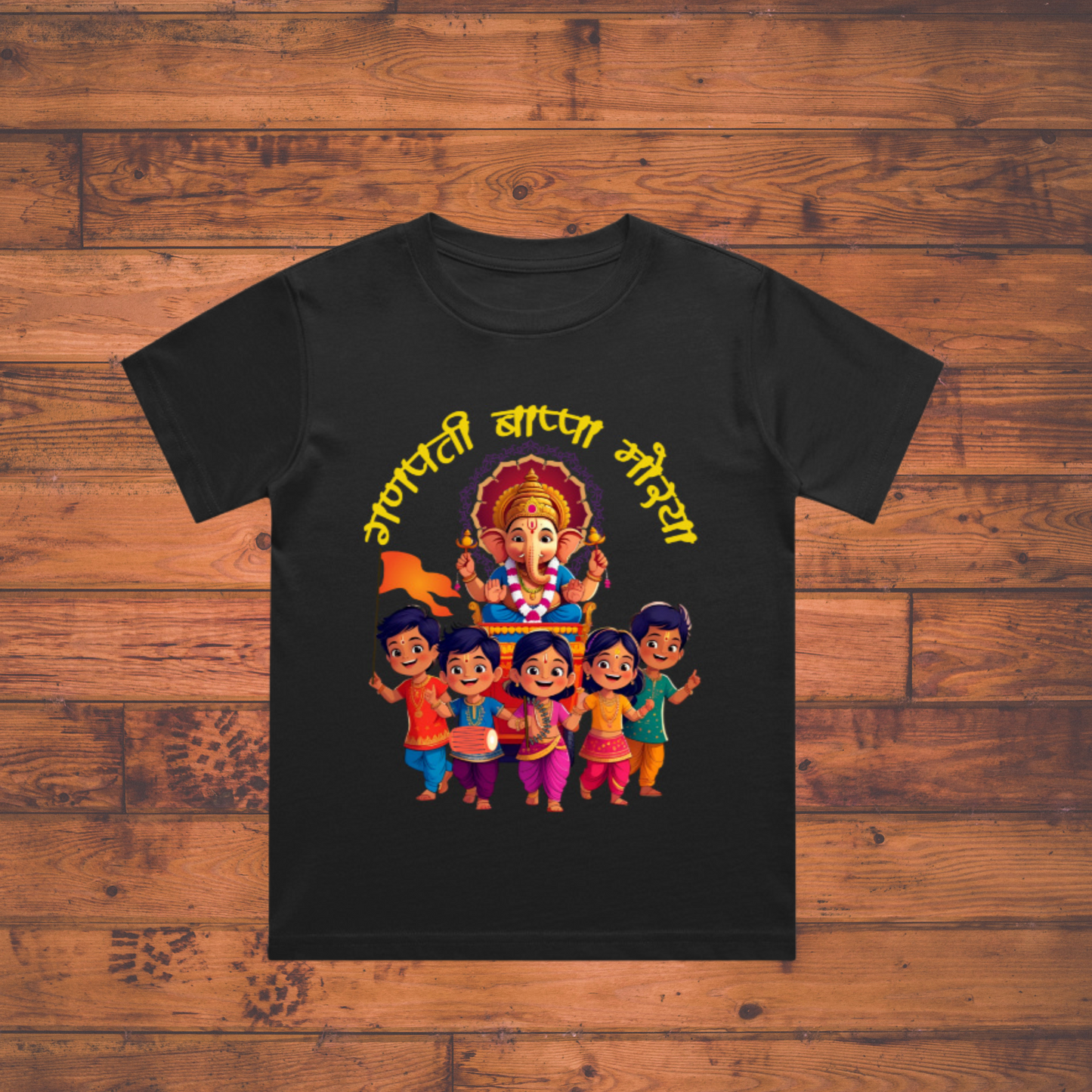 Ganesh Chaturthi T-shirt – Ganpati Bappa Morya Design Boy's Crew Neck T-Shirt