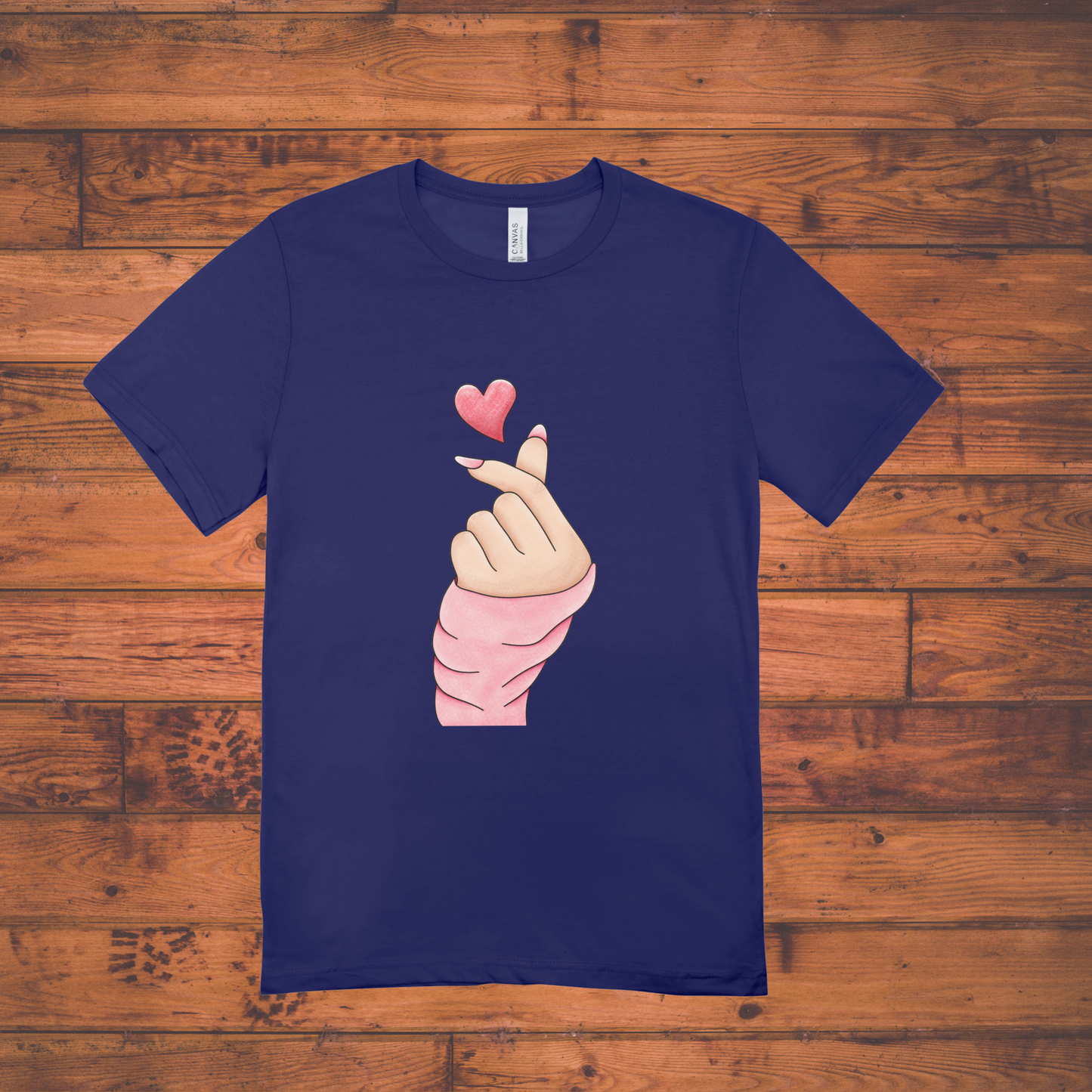 "K-Finger Heart Graphic Tee – Soft Style, Bold Heart"
