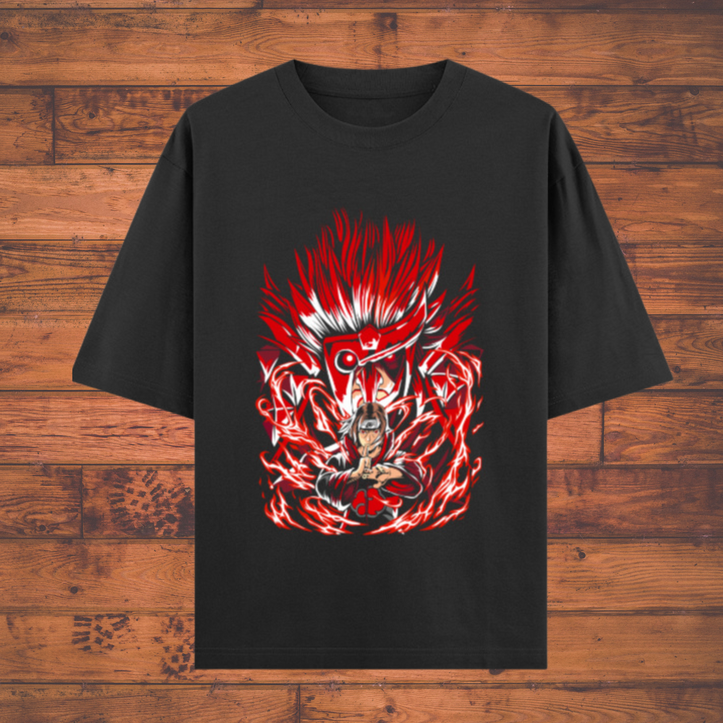 Uchiha Red Susanoo – Awaken the Sharingan Power Unisex Oversized Classic Anime T-Shirts
