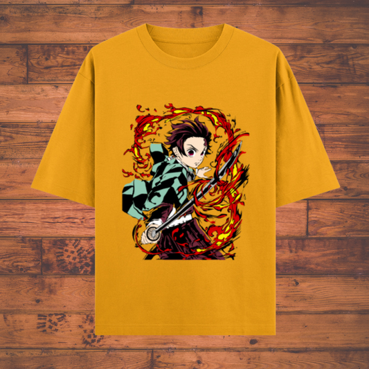 Flame Breathing Tanjiro  – Demon Slayer Edition Unisex Oversized Classic Anime T-shirt