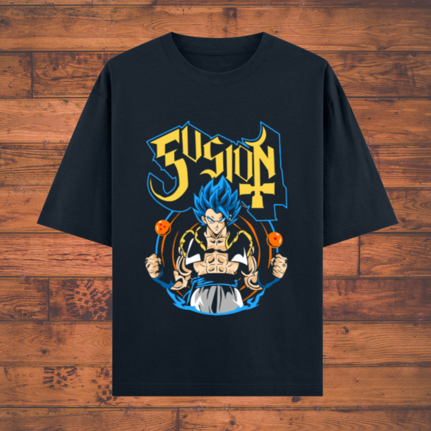 Fusion Warrior T-Shirt – Dragon Ball Inspired Blue-Haired Saiyan Unisex Oversized Classic Anime T-Shirts