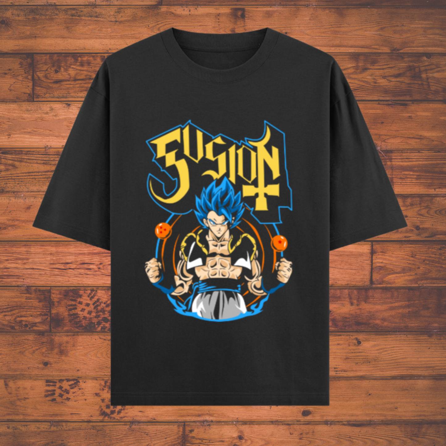 Fusion Warrior T-Shirt – Dragon Ball Inspired Blue-Haired Saiyan Unisex Oversized Classic Anime T-Shirts