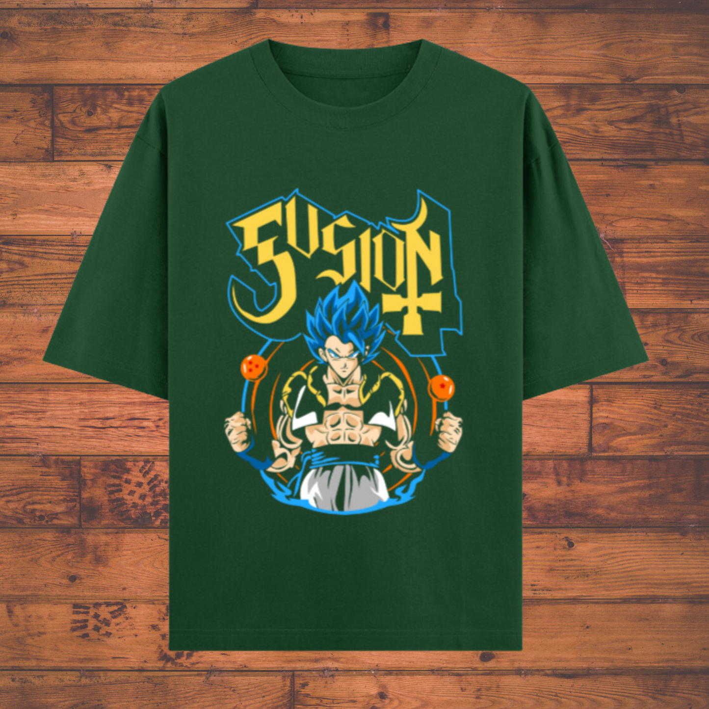 Fusion Warrior T-Shirt – Dragon Ball Inspired Blue-Haired Saiyan Unisex Oversized Classic Anime T-Shirts