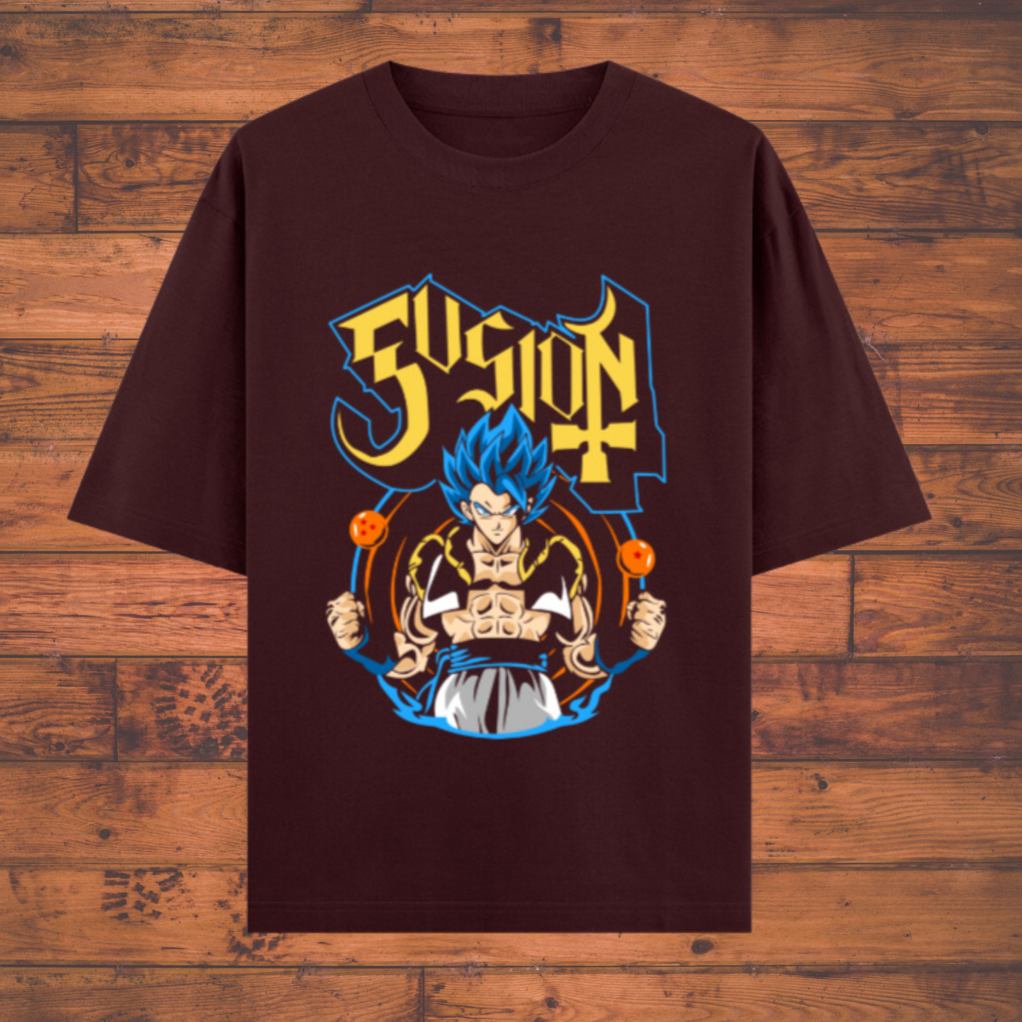 Fusion Warrior T-Shirt – Dragon Ball Inspired Blue-Haired Saiyan Unisex Oversized Classic Anime T-Shirts