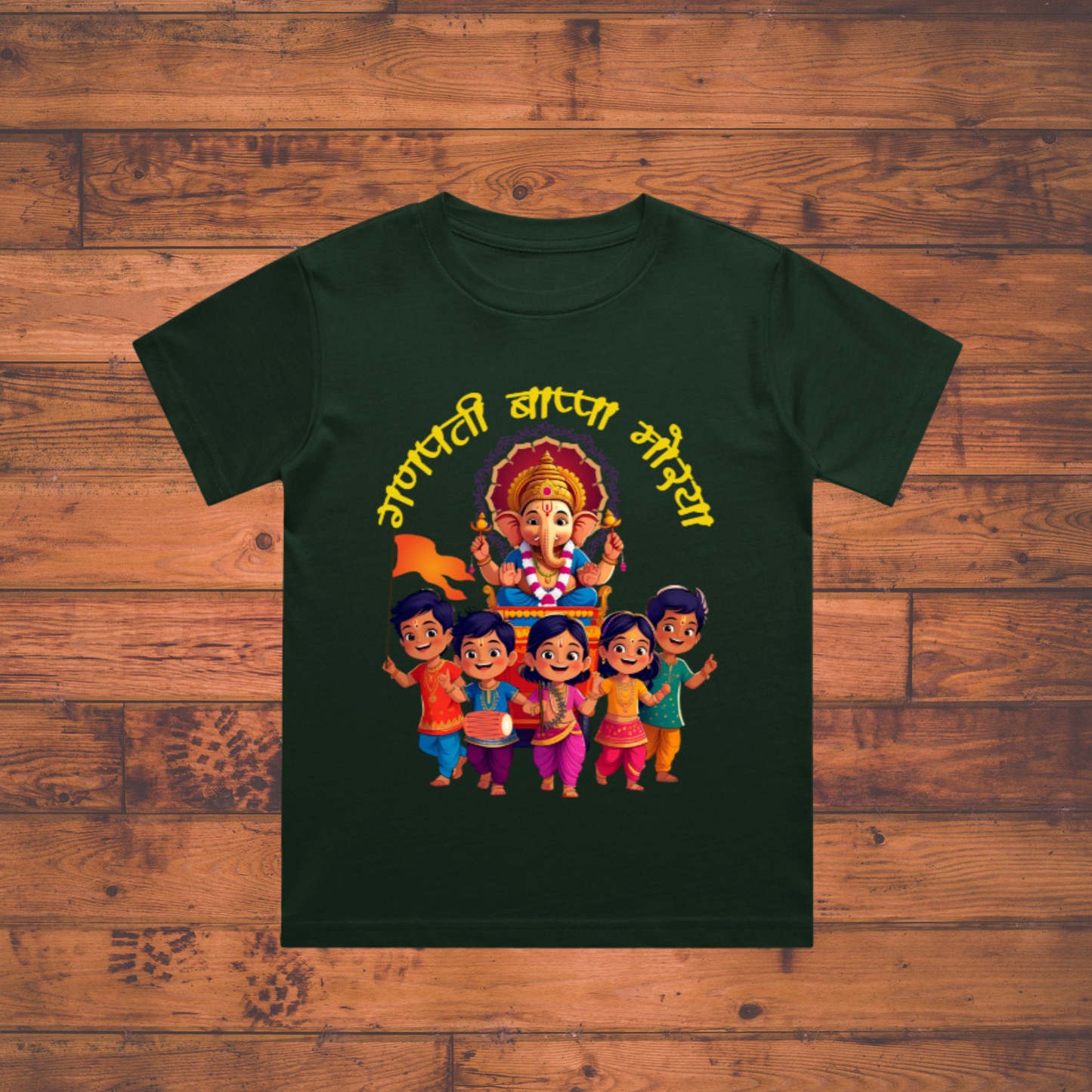 Ganesh Chaturthi T-shirt – Ganpati Bappa Morya Design Boy's Crew Neck T-Shirt