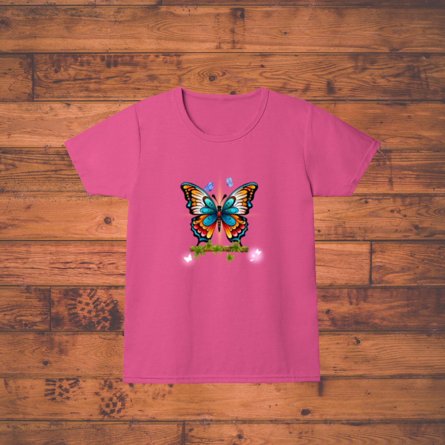Mystic Bloom Butterfly Girl's Crew Neck T-Shirt