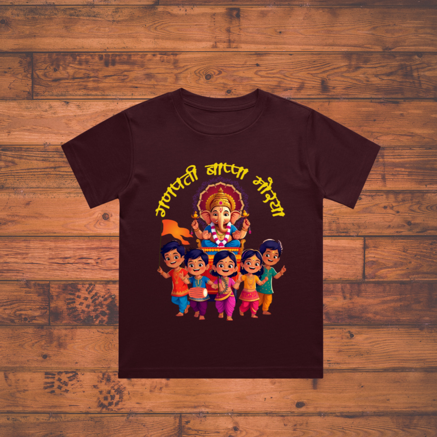 Ganesh Chaturthi T-shirt – Ganpati Bappa Morya Design Boy's Crew Neck T-Shirt