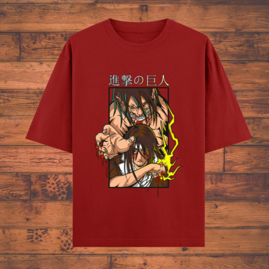 Eren Yeager Dual Form – Attack on Titan Anime Unisex  Oversized Anime T-Shirts